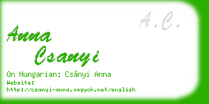 anna csanyi business card