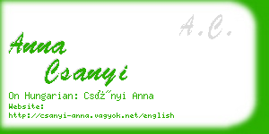 anna csanyi business card
